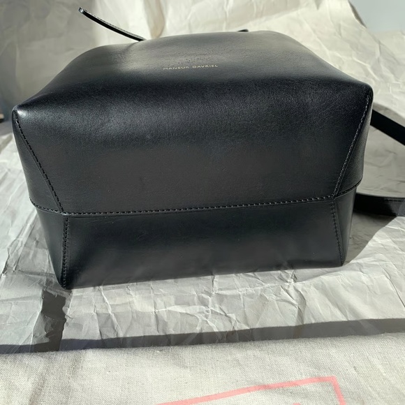 Authentic Mansur Gavriel Mini Bucket Bag in Black Flamme, Black + Red Leather - Picture 3 of 9